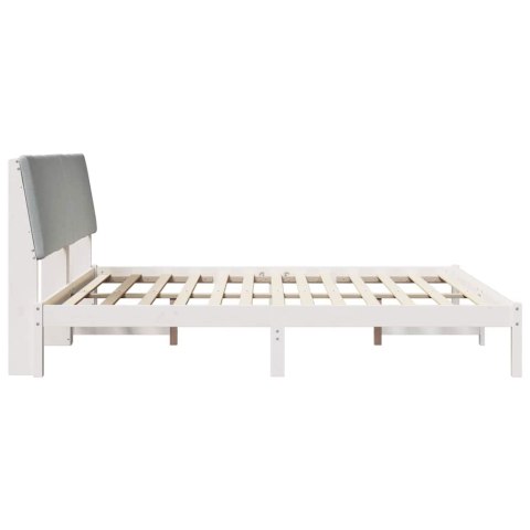 Rama łóżka Biały i jasnoszary 200 x 200 cm Lite drewno sosnowe