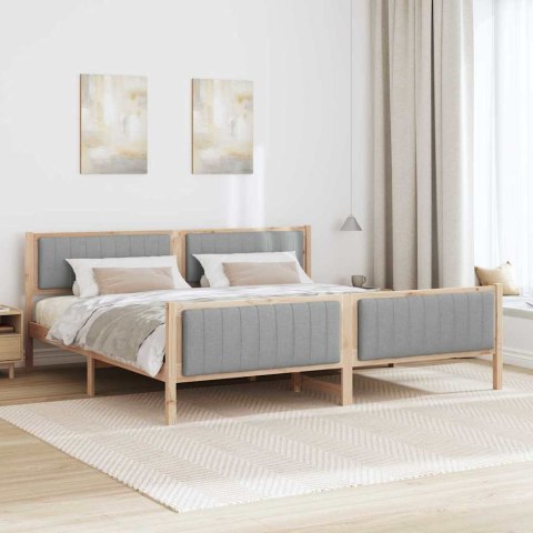 Rama łóżka Z zagłówkiem Brązowy i jasnoszary 200 x 200 cm