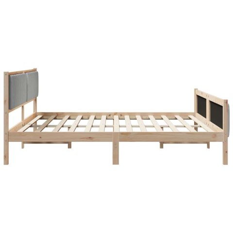 Rama łóżka Z zagłówkiem Brązowy i jasnoszary 200 x 200 cm