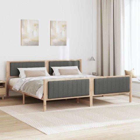 Rama łóżka Z zagłówkiem brązowy i ciemnoszary 200 x 200 cm