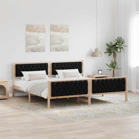 Ramka łóżka Czarny 200 x 200 cm Lite drewno sosnowe