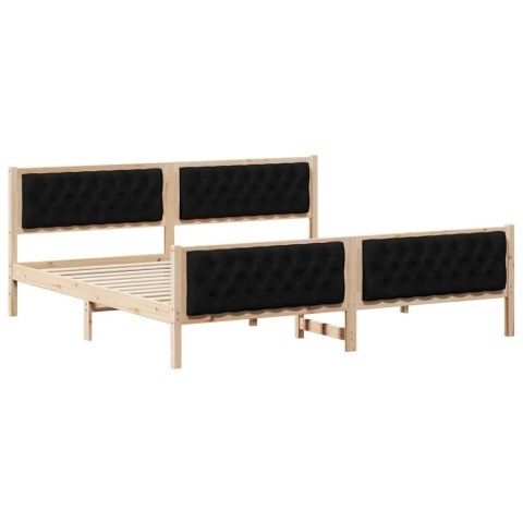 Ramka łóżka Czarny 200 x 200 cm Lite drewno sosnowe