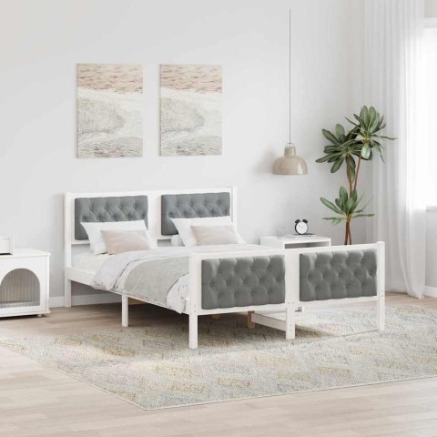 Ramka łóżka Jasnoszary 140 x 190 cm Lite drewno sosnowe