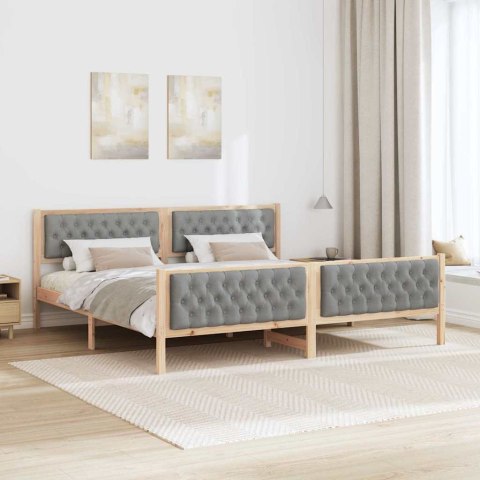 Ramka łóżka Jasnoszary 200 x 200 cm Lite drewno sosnowe