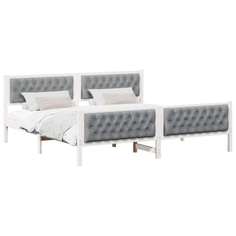 Ramka łóżka Jasnoszary 200 x 200 cm Lite drewno sosnowe