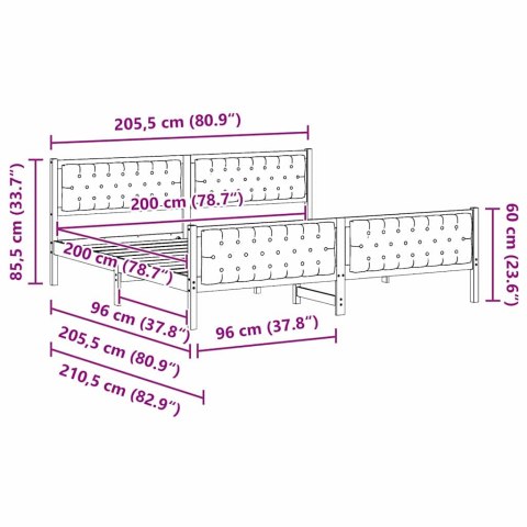 Ramka łóżka Jasnoszary 200 x 200 cm Lite drewno sosnowe