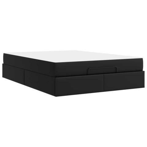 Rama łóżka z materacem z materacem 2 pcs Czarny PVC