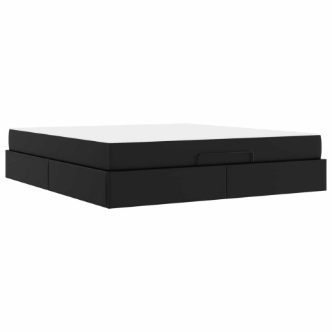 Rama łóżka z materacem z materacem 2 pcs Czarny PVC