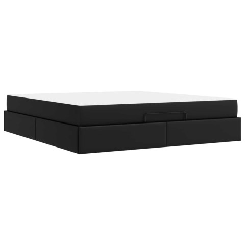 Rama łóżka z materacem z materacem 2 pcs Czarny PVC