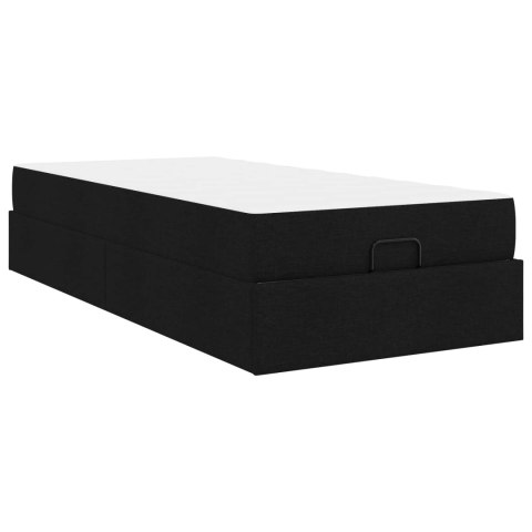 Rama łóżka z materacem z materacem 2 pcs Czarny tkanina