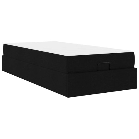Rama łóżka z materacem z materacem 2 pcs Czarny tkanina