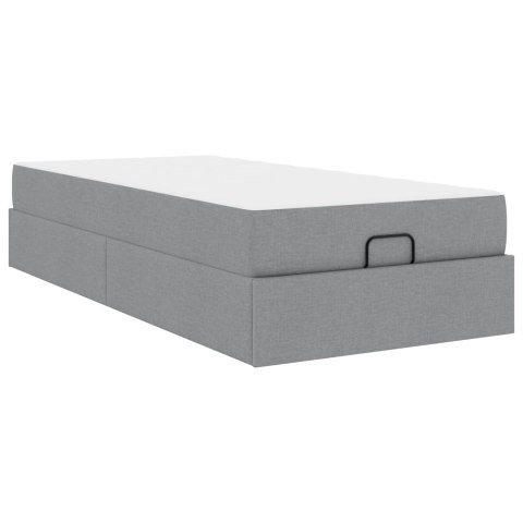 Rama łóżka z materacem z materacem 2 pcs Jasnoszary tkanina
