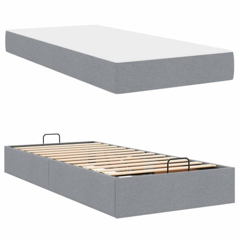 Rama łóżka z materacem z materacem 2 pcs Jasnoszary tkanina