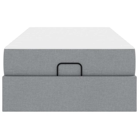 Rama łóżka z materacem z materacem 2 pcs Jasnoszary tkanina