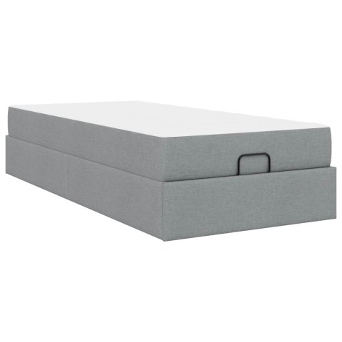 Rama łóżka z materacem z materacem 2 pcs Jasnoszary tkanina