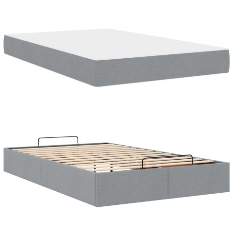 Rama łóżka z materacem z materacem 2 pcs Jasnoszary tkanina