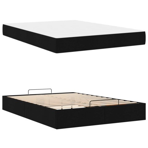 Rama łóżka z materacem z materacem 2 pcs Czarny tkanina