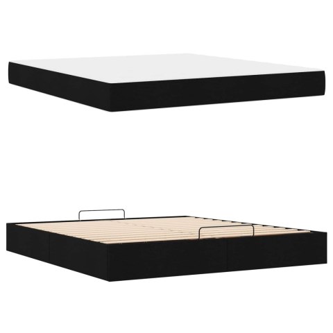 Rama łóżka z materacem z materacem 2 pcs Czarny tkanina