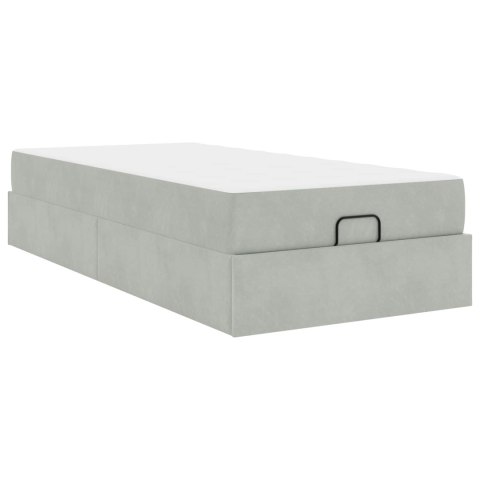 Rama łóżka z materacem z materacem 2 pcs Jasnoszary Aksamit