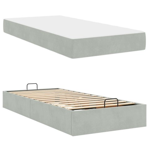 Rama łóżka z materacem z materacem 2 pcs Jasnoszary Aksamit