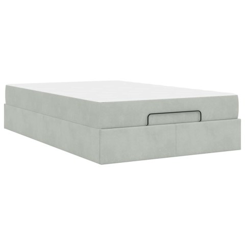 Rama łóżka z materacem z materacem 2 pcs Jasnoszary Aksamit