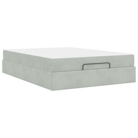 Rama łóżka z materacem z materacem 2 pcs Jasnoszary Aksamit
