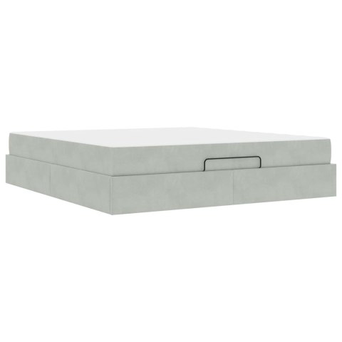 Rama łóżka z materacem z materacem 2 pcs Jasnoszary Aksamit