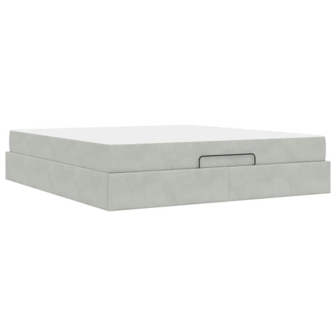 Rama łóżka z materacem z materacem 2 pcs Jasnoszary Aksamit