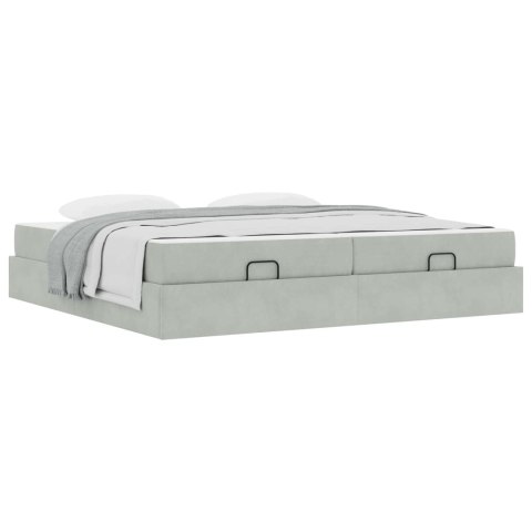Rama łóżka z materacem z materacem 2 pcs Jasnoszary Aksamit