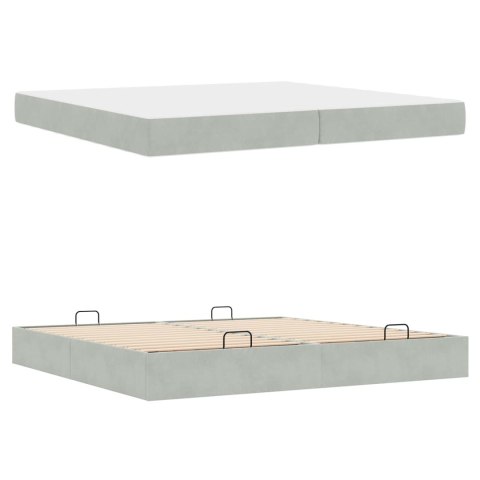Rama łóżka z materacem z materacem 2 pcs Jasnoszary Aksamit