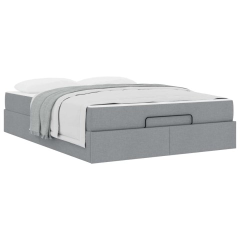 Rama łóżka z materacem z materacem 2 pcs Jasnoszary tkanina