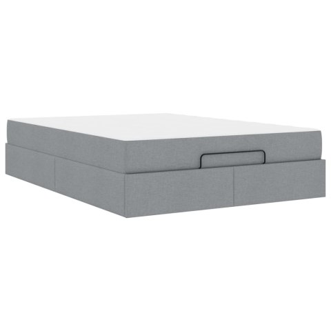 Rama łóżka z materacem z materacem 2 pcs Jasnoszary tkanina