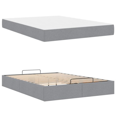 Rama łóżka z materacem z materacem 2 pcs Jasnoszary tkanina