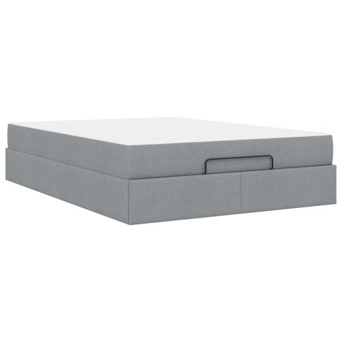 Rama łóżka z materacem z materacem 2 pcs Jasnoszary tkanina