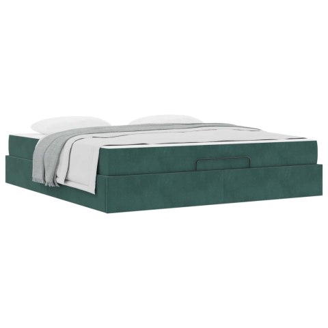 Rama łóżka z materacem z materacem 2 pcs Zielony Aksamit