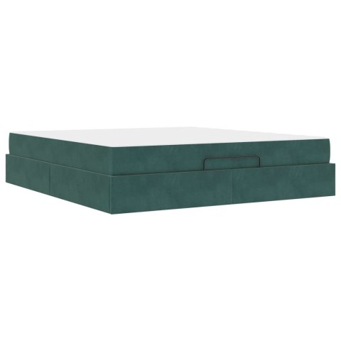 Rama łóżka z materacem z materacem 2 pcs Zielony Aksamit