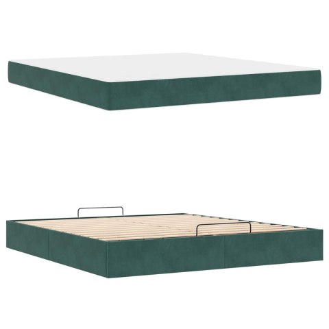 Rama łóżka z materacem z materacem 2 pcs Zielony Aksamit