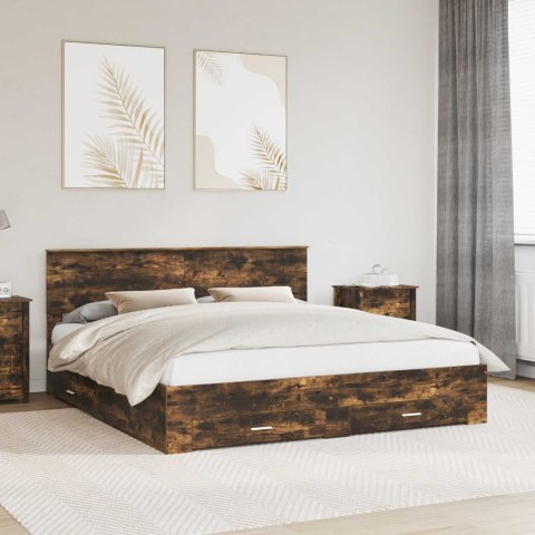 Ramka łóżka Dąb wędzony 200 x 200 cm Materiał drewnopochodny