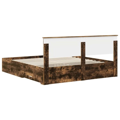 Ramka łóżka Dąb wędzony 200 x 200 cm Materiał drewnopochodny