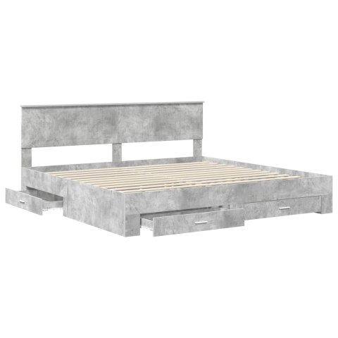 Ramka łóżka Betonowy szary 200 x 200 cm Materiał drewnopochodny