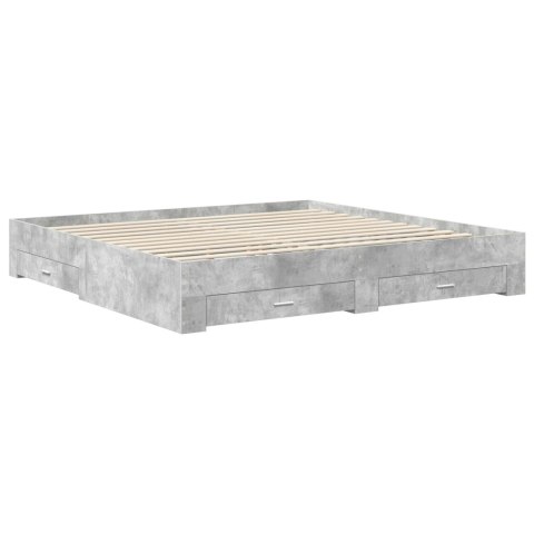 Ramka łóżka Betonowy szary 200 x 200 cm Materiał drewnopochodny
