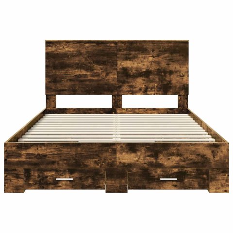Ramka łóżka Dąb wędzony 150 x 200 cm Materiał drewnopochodny