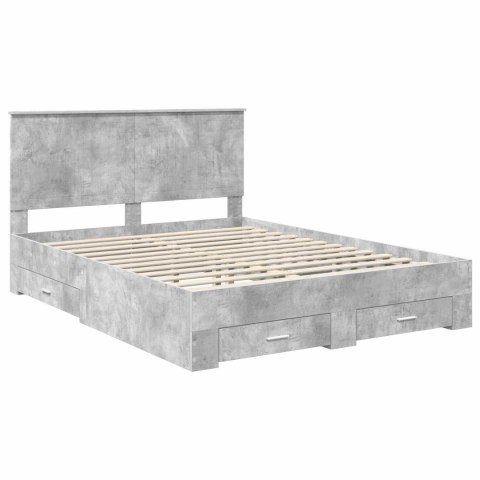 Ramka łóżka Betonowy szary 150 x 200 cm Materiał drewnopochodny
