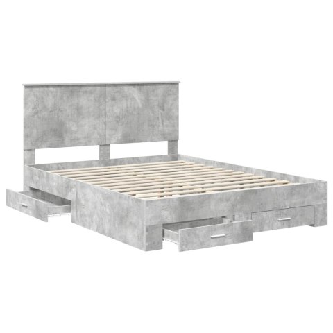 Ramka łóżka Betonowy szary 150 x 200 cm Materiał drewnopochodny