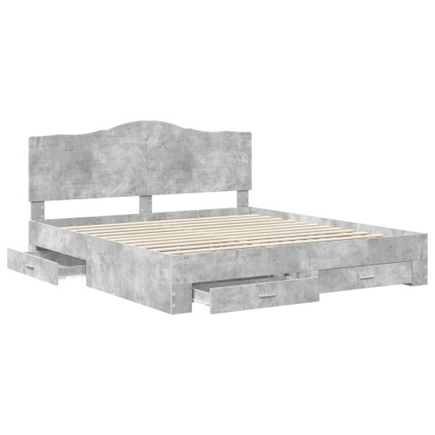 Ramka łóżka Betonowy szary 200 x 200 cm Materiał drewnopochodny