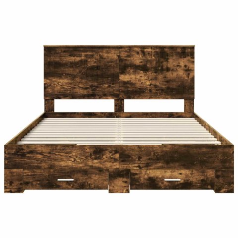 Ramka łóżka Dąb wędzony 150 x 200 cm Materiał drewnopochodny