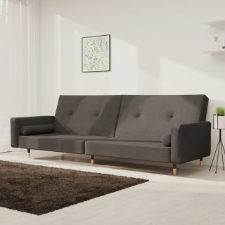2-osobowa kanapa, 2 poduszki, ciemnoszara, aksamitna