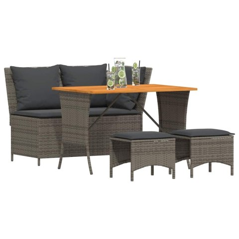 4-cz. zestaw mebli do ogrodu, poduszki, szary rattan PE