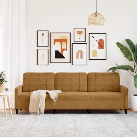 Sofa 3-osobowa, brązowa, 210 cm, tapicerowana aksamitem