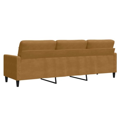 Sofa 3-osobowa, brązowa, 210 cm, tapicerowana aksamitem